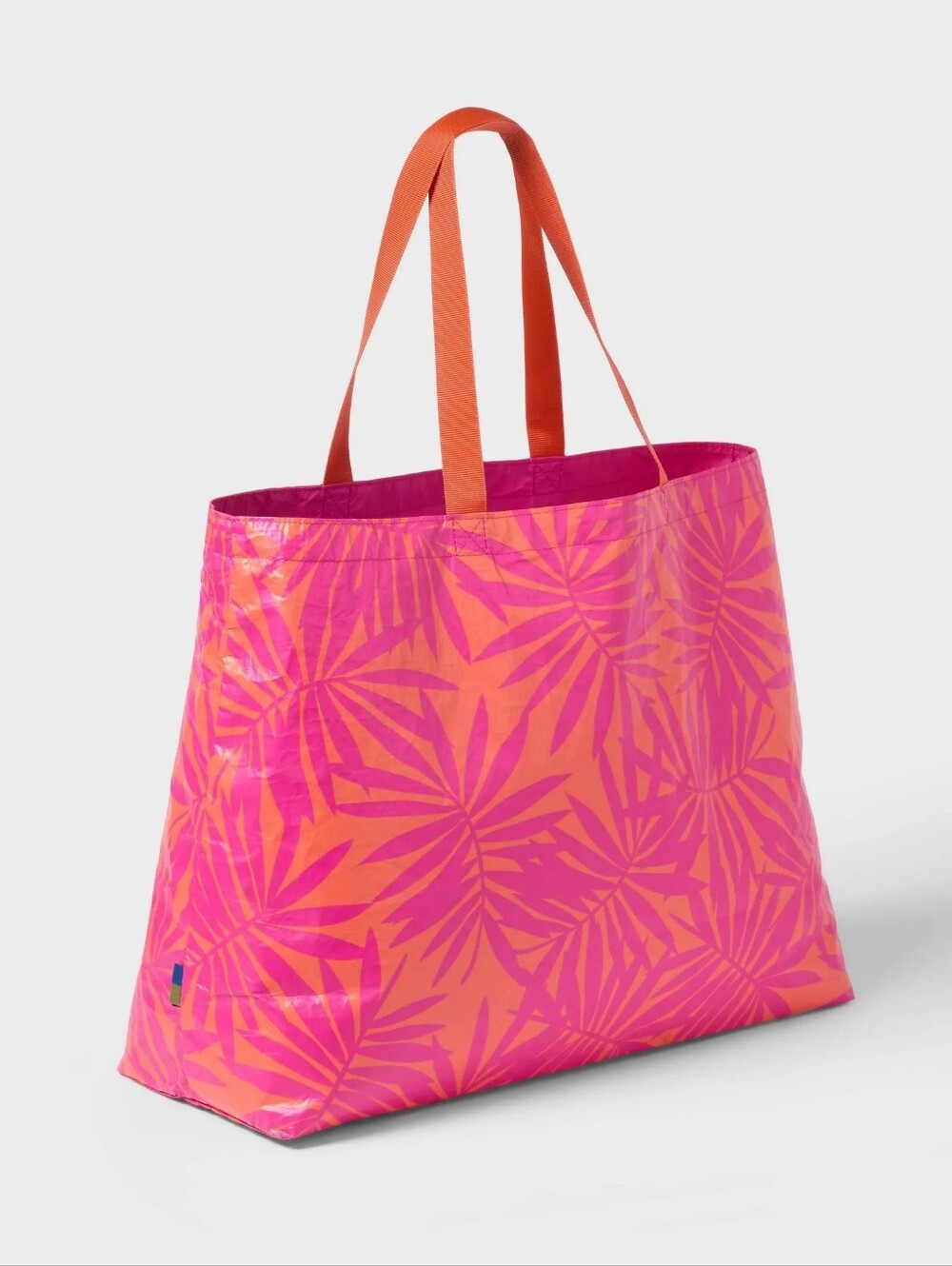Open Story Water Resistant Reversible Tote Bag - Pink/Coral Palm - Picture 1 of 4